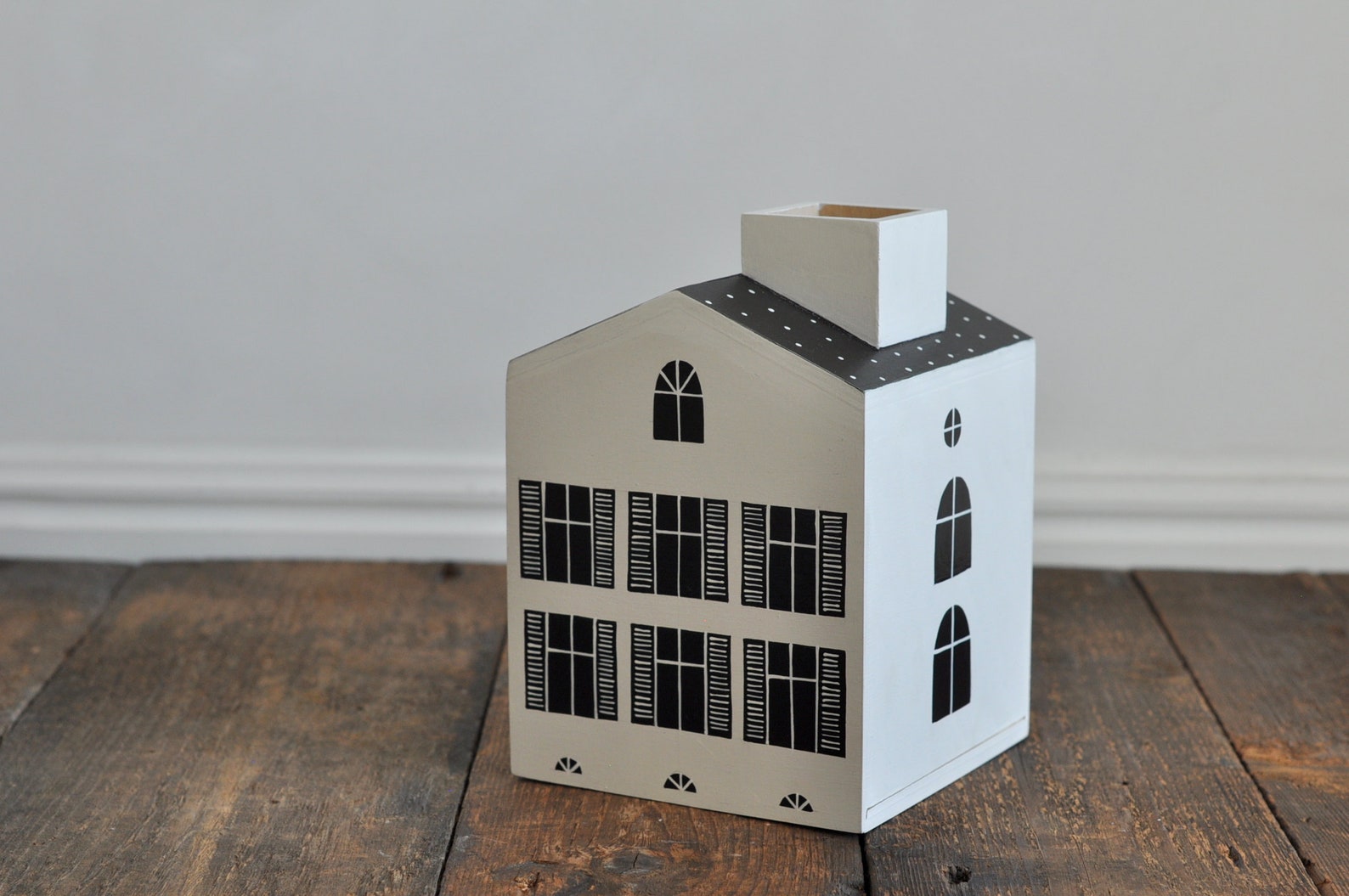 HOUSE tissue box wooden house with chimney hand painted Etsy