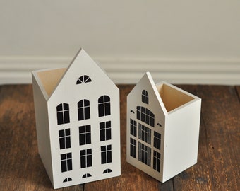 The box LARGE or SMALL, house, pencil box , pencil holder, kids room decor, desk organizer, office desk accessories, lantern, miniature