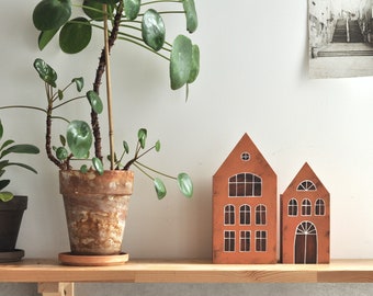 The box LARGE or SMALL, bricky red house, pencil box , pencil holder, kids room decor, desk organizer,  miniature houses