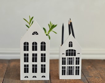 The box LARGE or SMALL, house, pencil box , pencil holder, kids room decor, desk organizer, office desk accessories, lantern, miniature