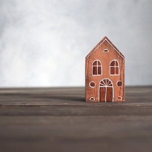 1pc - handbemalt Miniatur Haus, von Hand bemalt, Holzspielzeug, kleine Holzhäuser, Kinderzimmer Zubehör, Mietshaus altes Haus, Anamarko