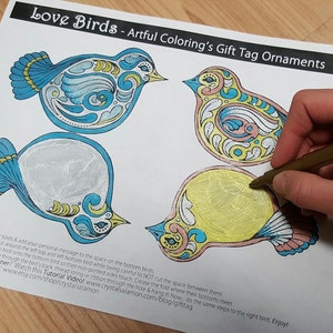DOWNLOAD - Love Bird Gift Tag Card - Coloring Card Craft for all ages!
