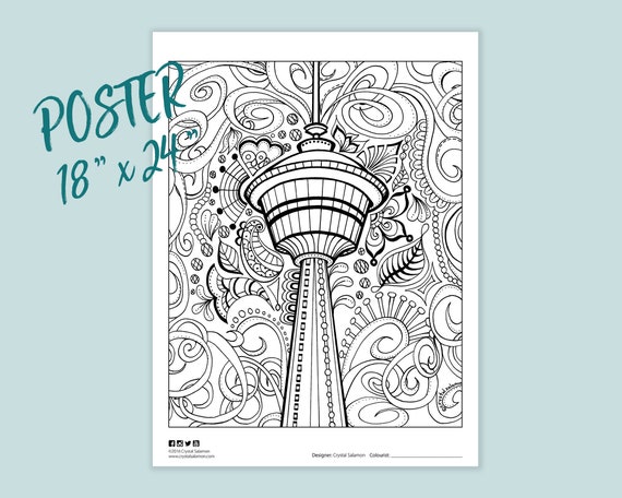 Download Giant Coloring Page Calgary Tower Poster 18 X Etsy