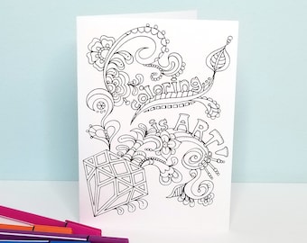 Coloring is Art Blank Card to Color - Gift for Colorists, coloring page, Canadian hand drawn