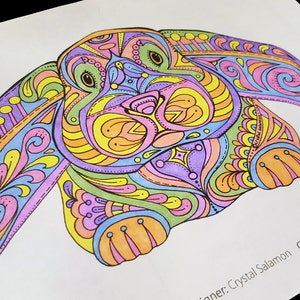 May include: A colorful, detailed illustration of a rabbit with intricate patterns and swirls in shades of pink, blue, yellow, green, and purple. The rabbit's eyes are black and the background is white. The text "BETSY" is written in red at the bottom right corner of the image.