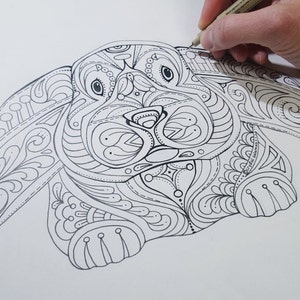 DOWNLOAD - Easter Bunny Coloring Page! Hand drawn Easter fun. image 2