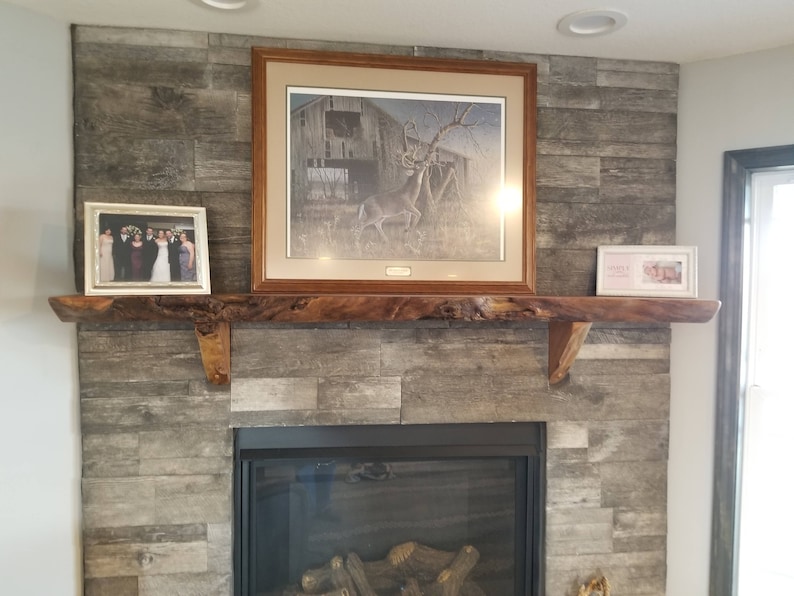 Custom Made Hardwood Liveedge Fireplace Mantels Sycamore Etsy