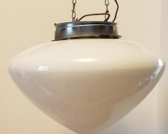 Vintage Large Living Room Light Interesting Shape Pendant Light Pointed Opaline Church