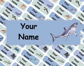 Stick on or Iron on Name Labels for School, Sea animals