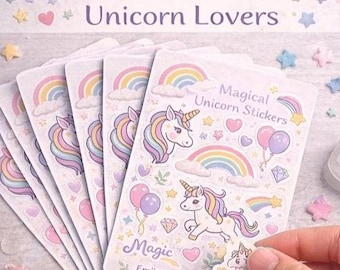 Unicorn Sticker Sheets for Party bags Eco Friendly Kids Party Favours Plastic Free Party Bag Fillers Unicorn Birthday Party Decorations