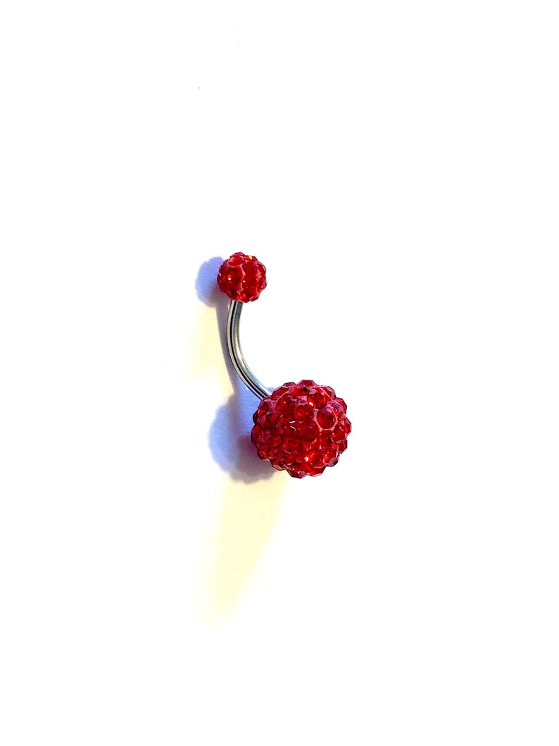 Balls 10mm and 6mm Choice of 8mm 10mm 12mm Surgical Steel 316L Curved Barbell CHRISTMAS FERIDO BALL Red Belly Ring 14g