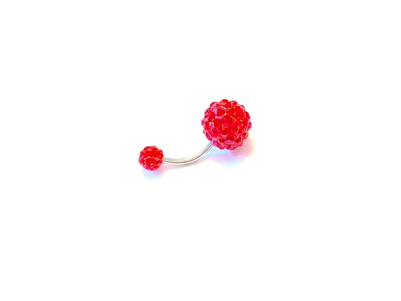 Balls 10mm and 6mm Choice of 8mm 10mm 12mm Surgical Steel 316L Curved Barbell CHRISTMAS FERIDO BALL Red Belly Ring 14g