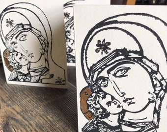 THEOTOKOS Woodblock Printed Note Card & Envelope (blank inside)