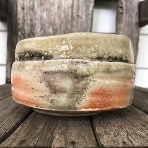 Wood & Salt Fired Ceramic Tea Bowl Chawan with Natural Ash Glaze