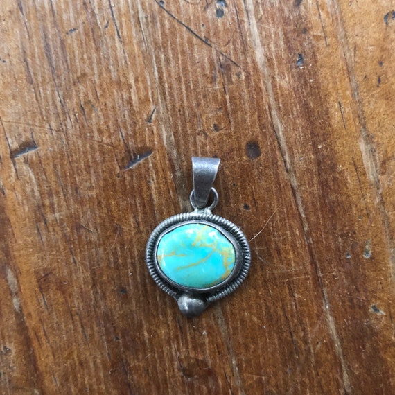 Turquoise and .925 Sterling Silver small pendant … - image 1