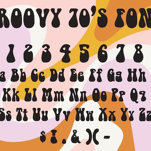 Fuente Disco Groovy 70, Fuente Retro, Fuente Cricut, Fuente de la década de 1970, Fuentes Boho, Procreate, Fuente Groovy Bell Bottom