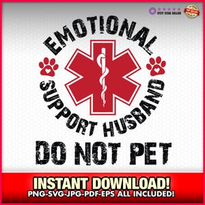 Apoyo emocional para el esposo: no acariciar (EPS-SVG-PNG), Dueño de mascota, Día del padre divertido, Diversión canina, Mascotas, Papá de perro, Perrito, Estrella de la vida, Humor tierno