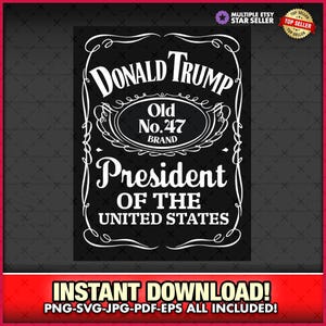 Vintage Donald Trump Whiskey Bottle Label Parody 2024 SVG-EPS-PNG, Maga, Republican, Donald Trump, jd Vance, Trump Gift, sublimation Sticker
