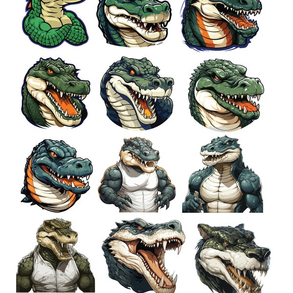 Alligator Svg, Gator Head Clipart, cara de cocodrilo, archivos de corte de cocodrilo Cricut, archivos de corte, descarga instantánea SVG-JPG-PNG camisetas, pegatinas