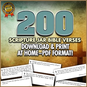200 Scripture Verse Jar Bible Verses PDF Instant Download, Motivational,Inspirational Christian,Encouragement,Bible School,Positive Religion
