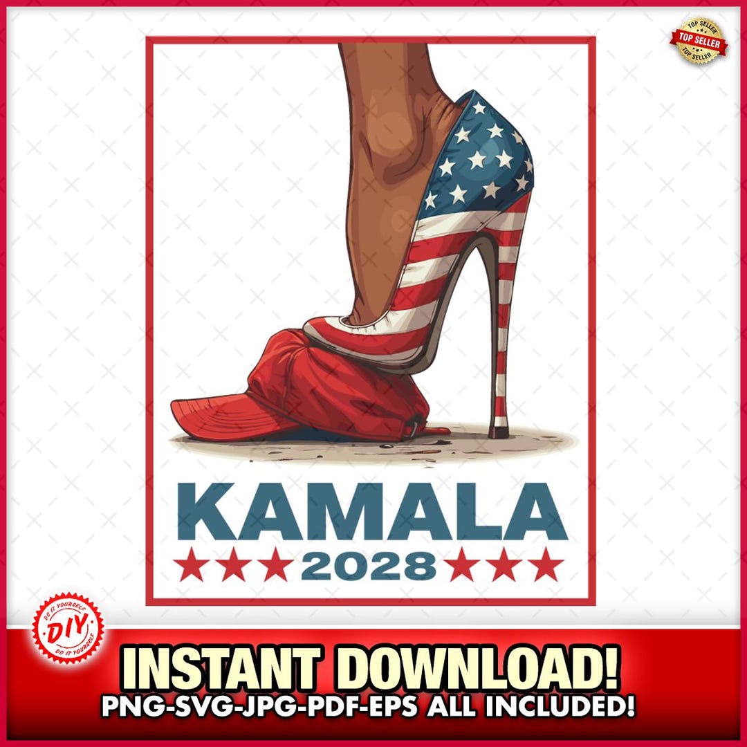 Kamala Harris 2028 President High Heel Red Baseball Hat SVG EPS PNG Kamala harris 2028 president high heel red baseball hat svg eps png