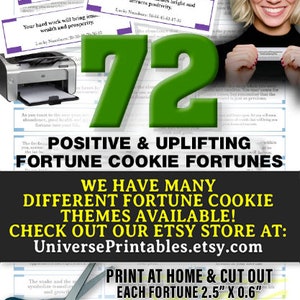 72 Uplifting Fortune Cookie Messages with Lucky Numbers,Digital Download for Easy Home Printing, Chinese Take-Out Theme,Enhance Positivity