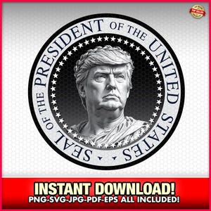 Donald Trump Estilo Romano Selo Patriótico do Presidente SVG-EPS-PNG, Diversão, Maga, Republicano, Donald Trump Vance, Camiseta, sublimação, Elon Musk