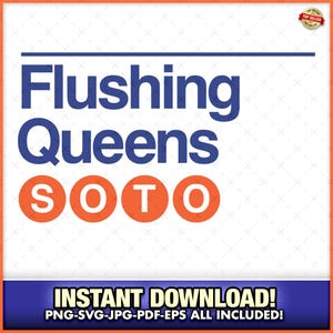 Flushing Queens Soto New York City Style SVG-PNG-EPS, clipart balle, sport, coup de circuit, T-shirts de baseball, sport, téléchargement immédiat, mignon, New York