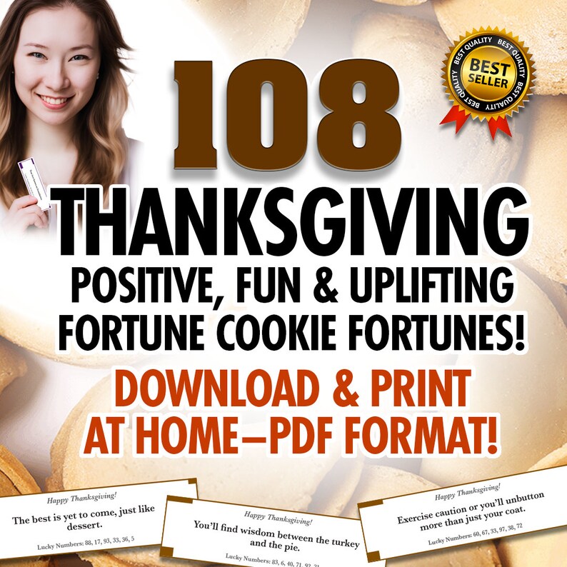 108 Thanksgiving Fortune Cookie Fortunes Positive Funny Etsy UK