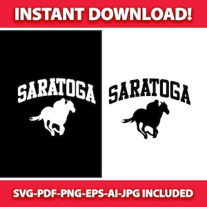 Saratoga PNG PDF SVG, Download de Saratoga Springs, Hipódromo, Logotipo de corrida de cavalos, Gráfico de camiseta de Saratoga, Nova York, Corrida de Saratoga, Cavalos
