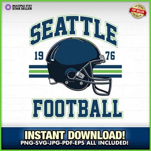 Vintage-Seattle-Fußball PNG-JPG-SVG, Schal,Seattle,Seattle Sublimation, Sofort-Download, Setaball-T-Shirt, Setaball-Fußball, Washington Sports
