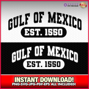 Golfe du Mexique Est. 1550 SVG-EPS-PNG, Démocrate, Président Trump, Mexique, Parodie du Golfe, Elon Maga, Latino, Républicain, Sénat, Décret