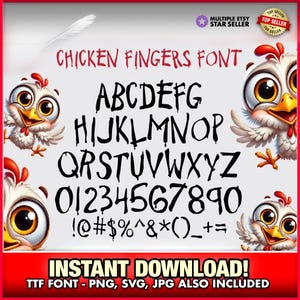 Chicken Fingers Restaurant TTF-lettertype, Cricut, direct downloaden, lettertypebestanden, Mac-lettertype, designerlettertype, voedsellettertype, schattig, gesneden bestanden, fastfood