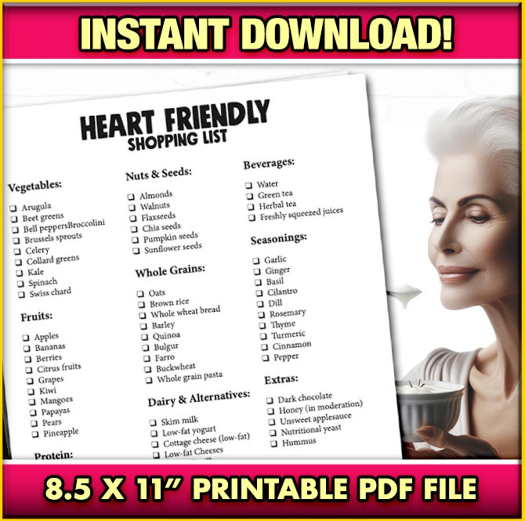 Heart Disease Food Shopping List PDF, Heart Healthy Diet, Grocery List ...