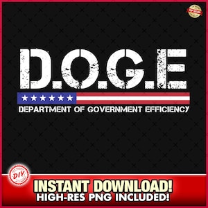 Departamento de Eficiência Governamental Elon Musk Vivek Ramaswamy 2025 PNG-SVG-EPS, Doge, Dogecoin, Donald Trump, Download instantâneo, Washington