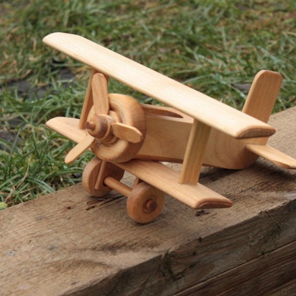 Wooden toy, Airplane, Bi-plane, Gift for Child, Home decor, Toy for Boy for Girl, for him, for brother for grandpa