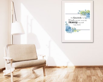 Psalm 119:103 Bible Verse Print | Christian Wall Art (Digital Download)