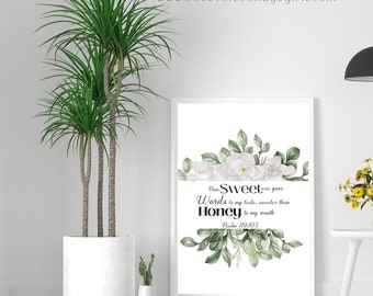 Psalm 119:103 Bible Verse Wall Art | Christian Home Decor (Digital Download)
