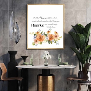 Filipenses 4:6-7 | Arte de parede de versículos da Bíblia | Arte da parede das Escrituras | Decoração Cristã | Arte para impressão