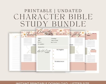 Character Bible Study Guide | Bible Character Worksheets | Bible Character Printable | Bible Study Printable