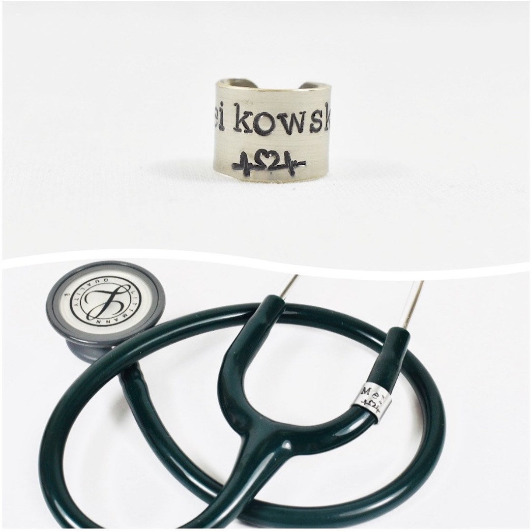Engrave Stethoscope ID Tag. MA Stethoscope Ring. Hand Stamped Etsy