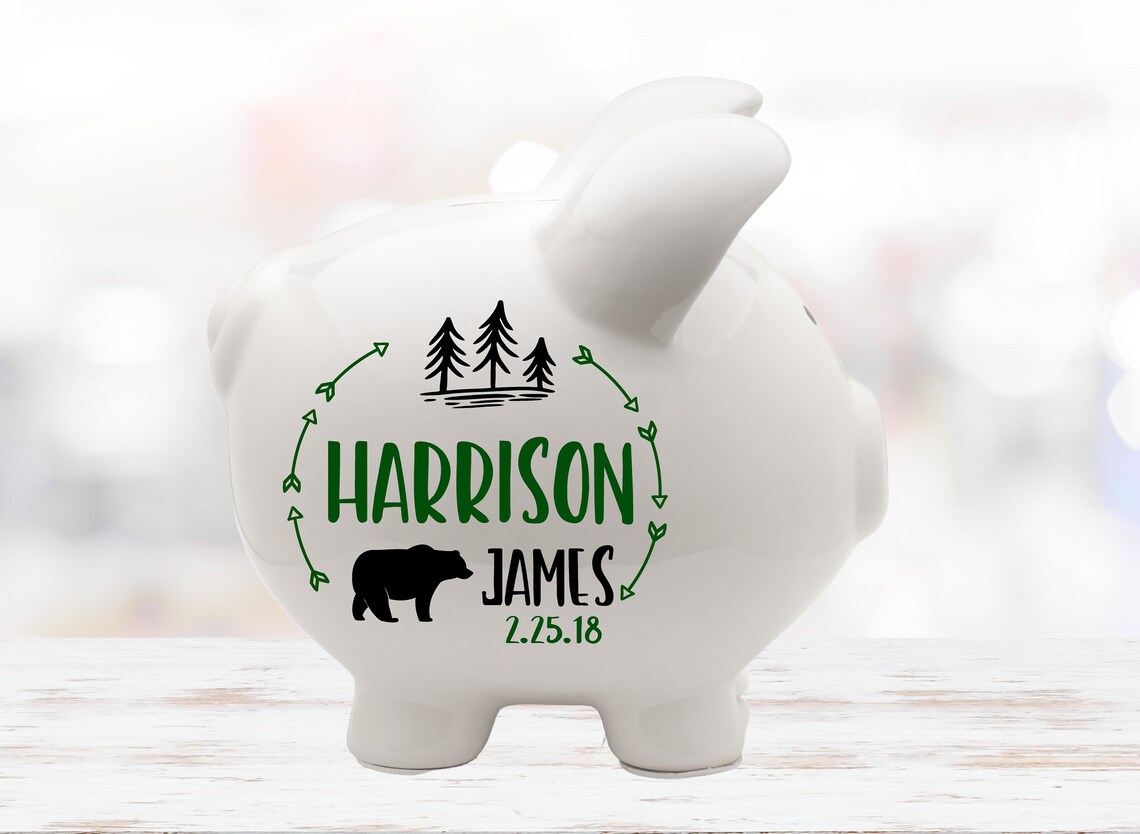 Personalized Piggy Bank Baby Keepsake Gift Ceramic Piggy Etsy