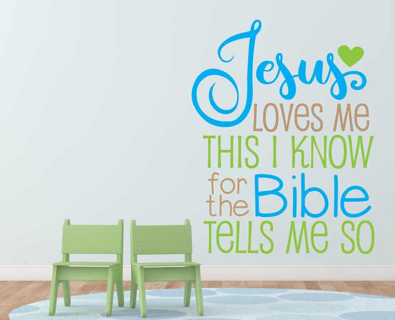 Jesus Loves Me Wall Quote Large Vinyl Wall Words Kids Etsy