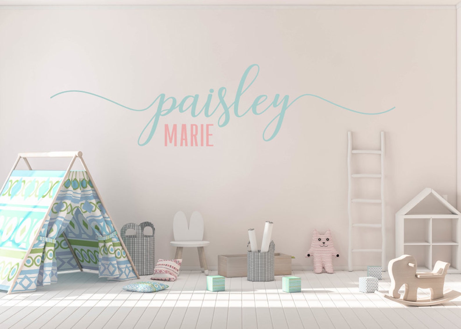 Custom Name Wall Art Vinyl Wall Decal Cursive Name Swash Etsy