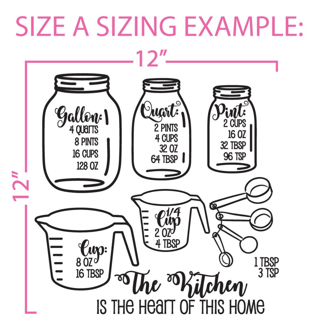 Kitchen Measurement Decals Measuring Cheat Sheet Sticker Etsy