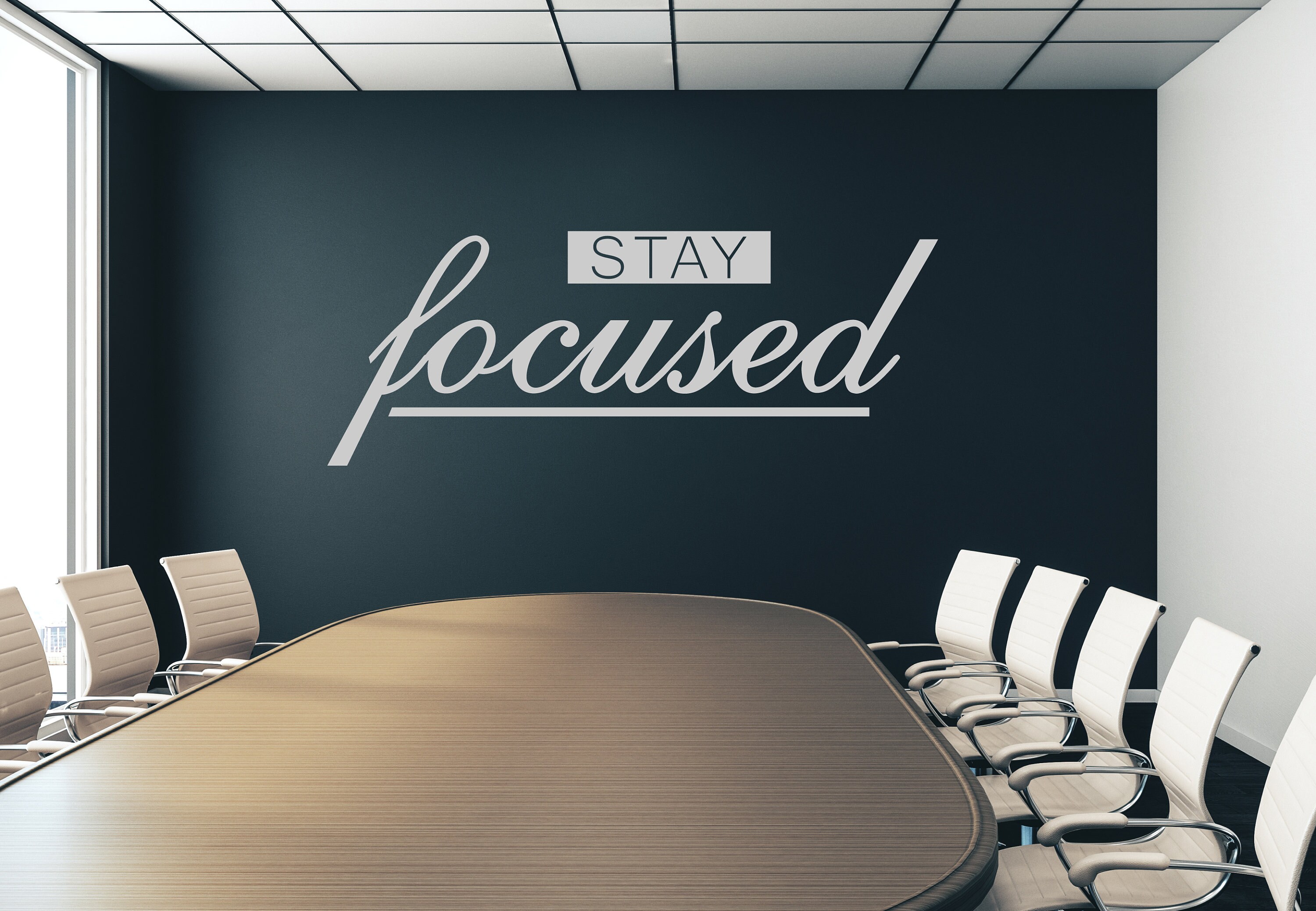 Stay focused wall lettering sticker wording Home office | Etsy