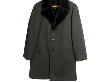 Vintage Zero King Trench Coat Jacket Mens Faux Fur Lined