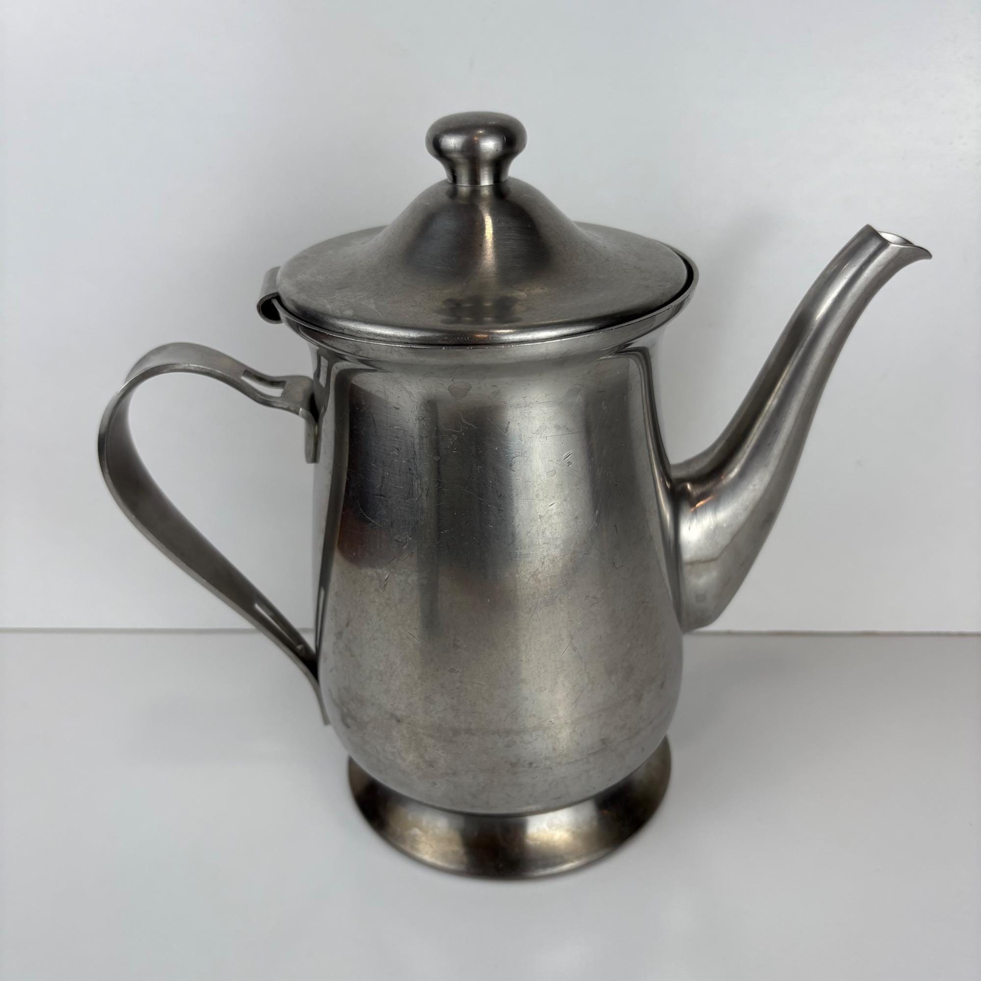 Oneida 18/8 Stainless Steel Coffee/tea Pot Hinged Lid 8” Vintage