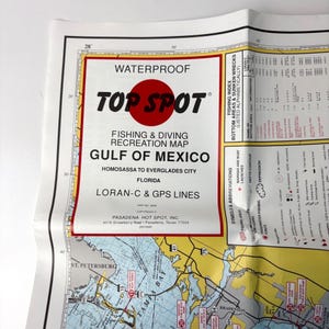 Mapa de los mejores lugares para pescar y bucear desde el Golfo de México hasta Everglades City, Florida, líneas GPS Loran-C
