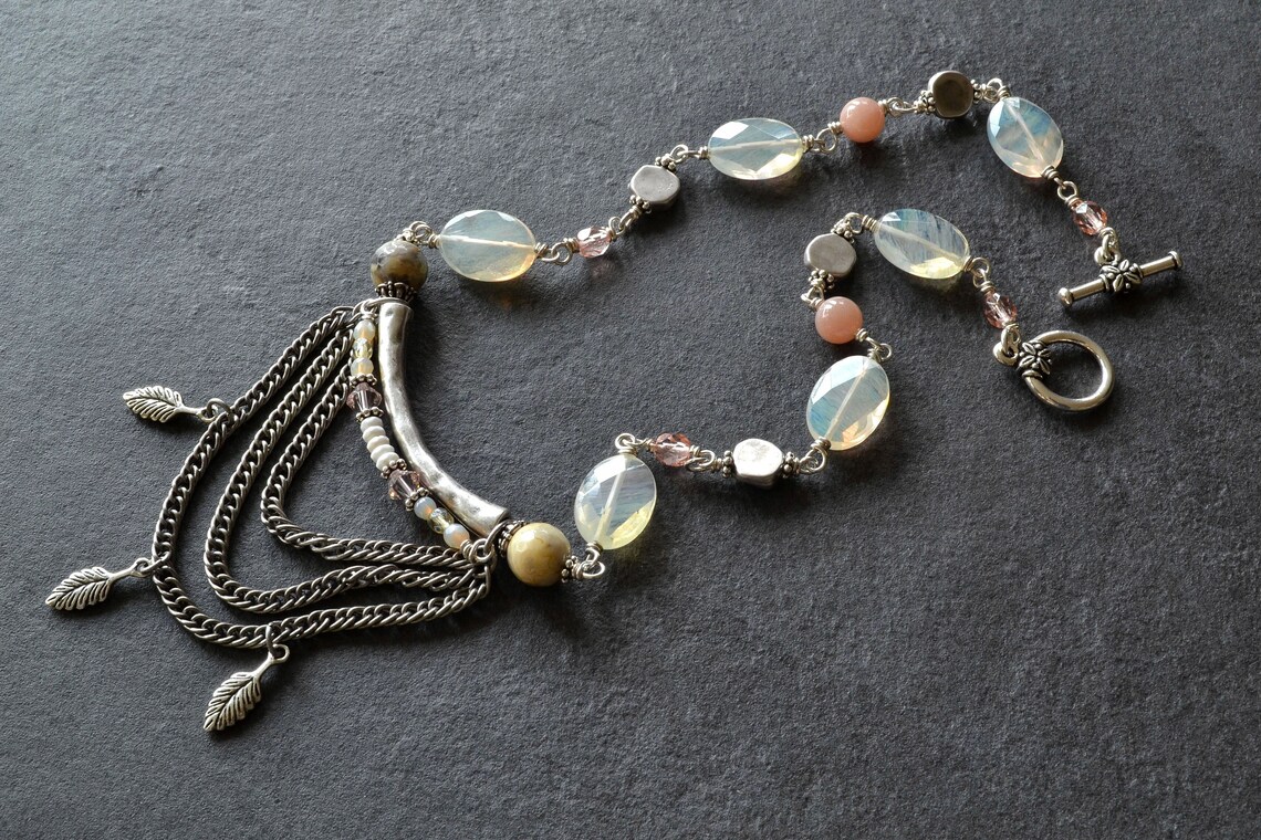 Modern Necklace Yellow Quartz Jewelry Contemporary Stone Etsy